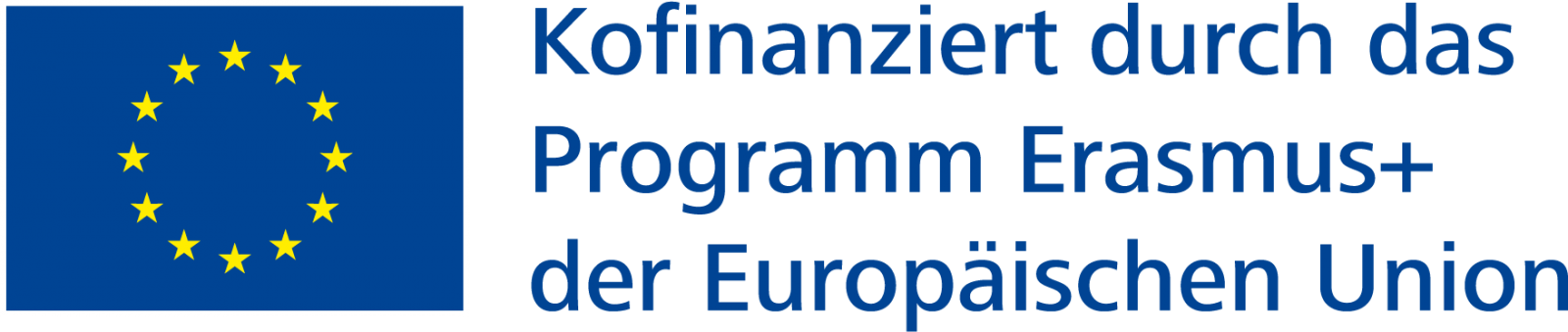 Logo: Europäische Fahne neben dem Schriftzug "Kofinanziert durch das Programm Erasmus+ der Europäischen Union"