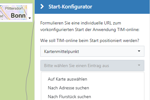 TIM-online: Auswahl eines Kartenausschnittes