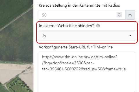 TIM-online: Auswahl des Parameters „frame“