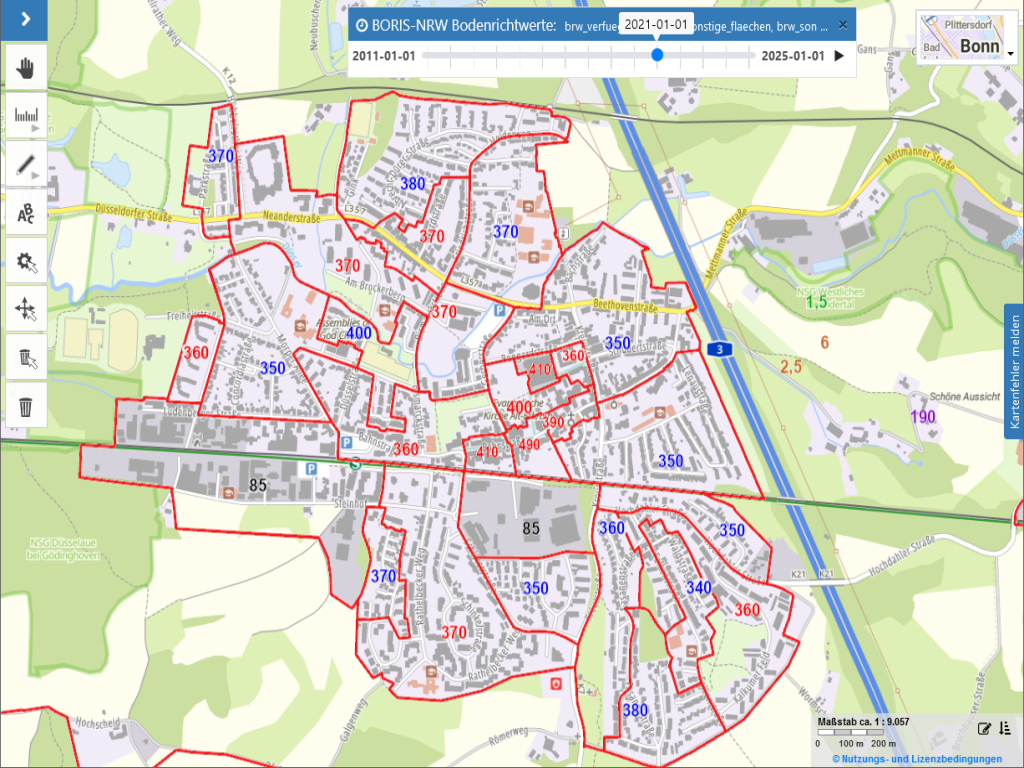 Historische Bodenrichtwerte in der Favoritenliste