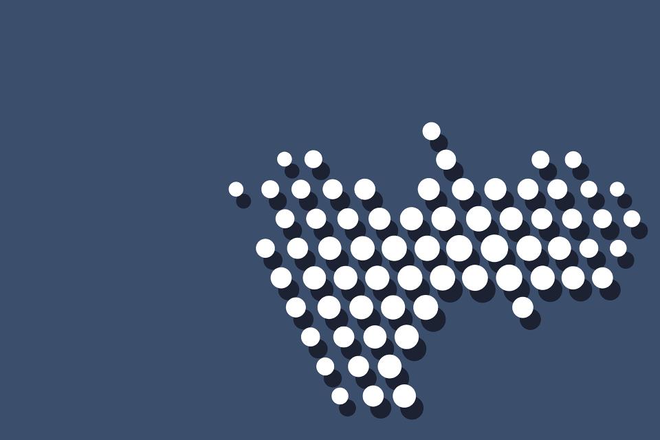 Weißer stilisierter Regierungsbezirk auf blauem Hintergrund