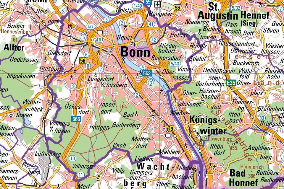 Ausschnitt aus der Regionalkarte 1 : 150 000 (RK150), farbige Ausgabe