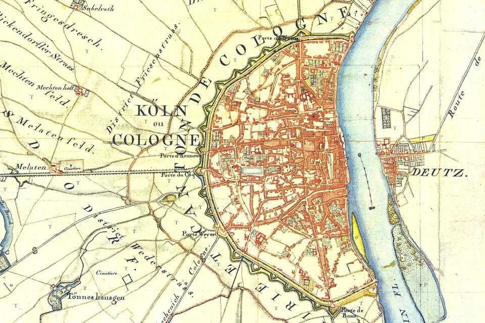 Kartenaufnahme der Rheinlande 1 : 25 000; Tranchot/v. Müffling, Ausschnitt Köln