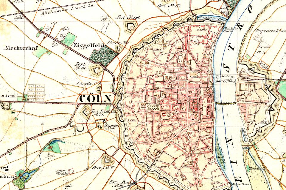 Preußische Kartenaufnahme 1 : 25 000; Uraufnahme, Ausschnitt Köln