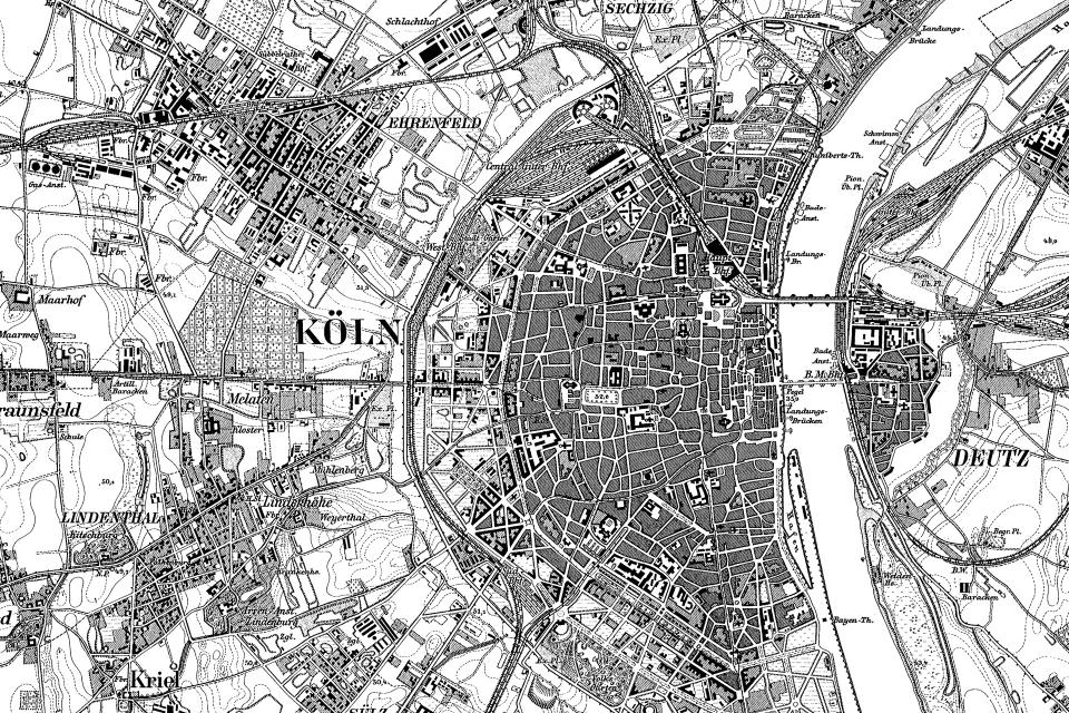 Preußische Kartenaufnahme 1 : 25 000; Neuaufnahme, Ausschnitt Köln