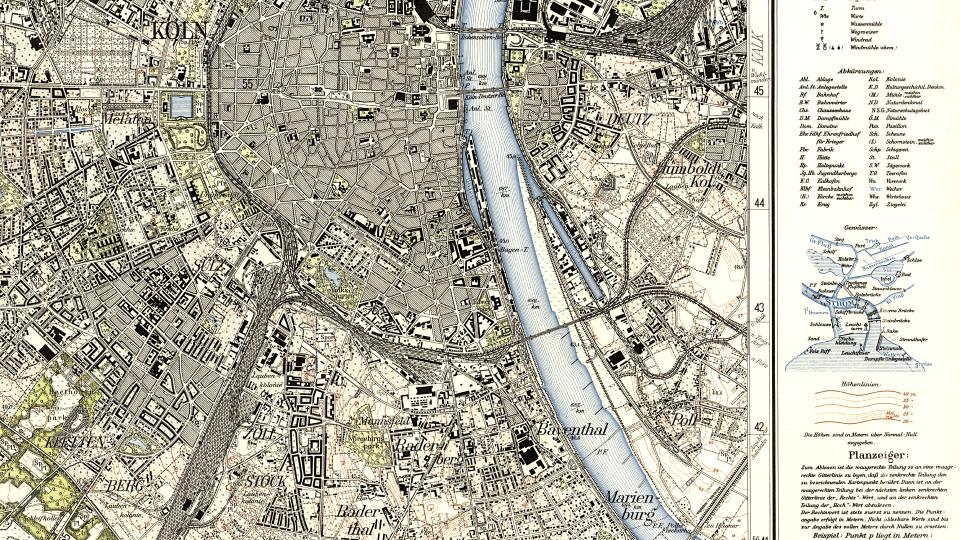 Topographische Karte 1 : 25 000, Ausschnitt Köln von 1957