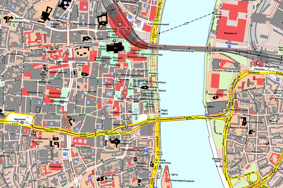 Topographische Karte 1 : 10 000 NRW, Ausschnitt Köln von 2007